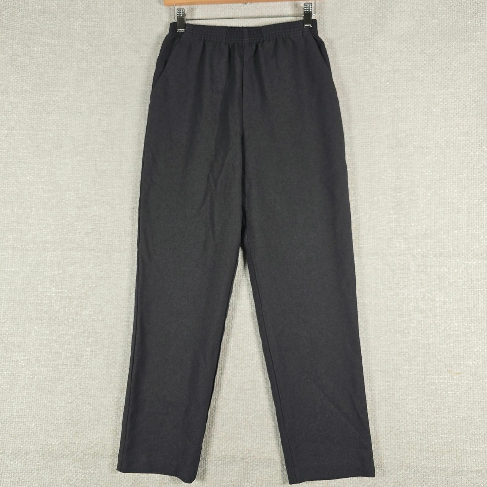 24K Womens Charcoal Gray Elastic Waist Straight Leg Pants Petite 6P Canada